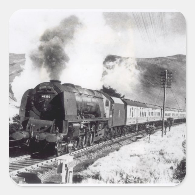 Pegatina Cuadrada Royal Scot, locomotora interurbana (Anverso)