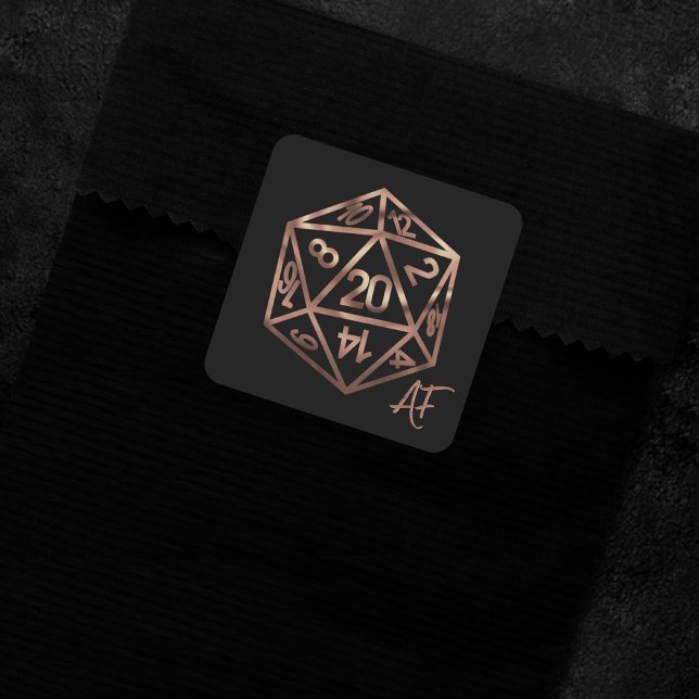 Pegatina Cuadrada RPG Crit AF | Dígito de la fantasía del cobre Tabl (Subido por el creador)