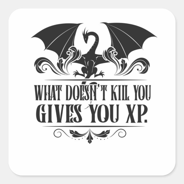 Pegatina Cuadrada RPG Tabletop XP Dragon Master Regalos (Anverso)