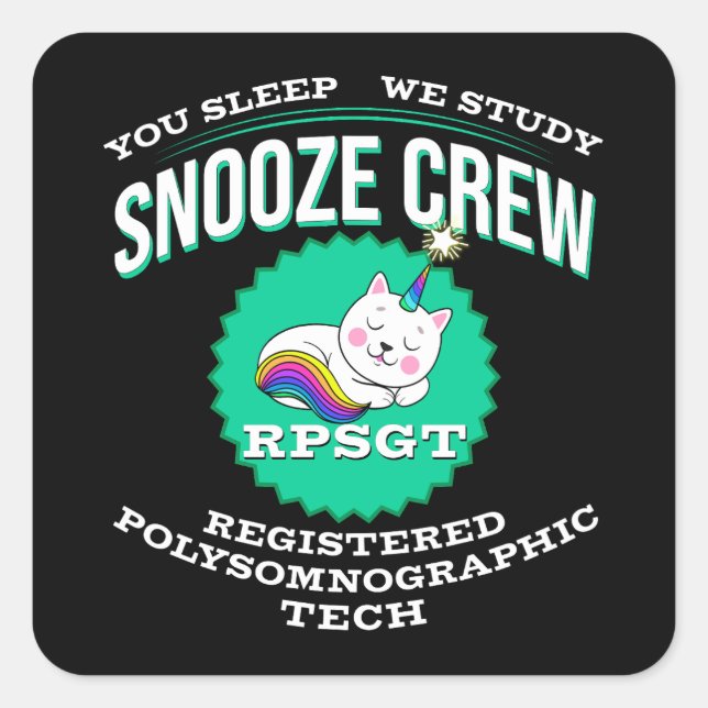 Pegatina Cuadrada RPSGT Kawaii Unikitty Snooze PolySomnoGraphic Tech (Anverso)