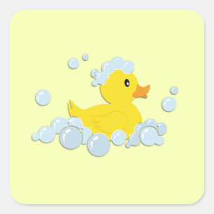 Pegatina Cuadrada Rubber Ducky en las burbujas
