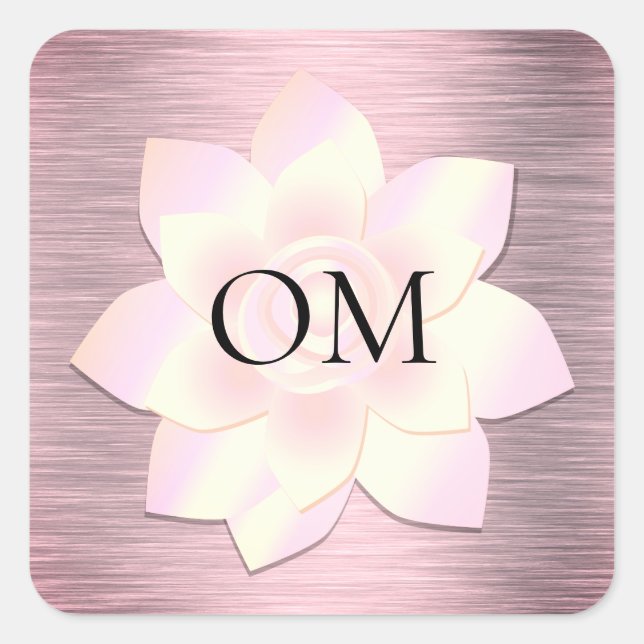 Pegatina Cuadrada Rubor Elegant Lotus OM (Anverso)