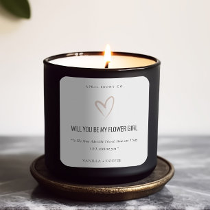 Pegatina Cuadrada Rubor Love Heart Will you be My Flower Girl Gift