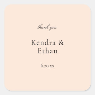 Pegatina Cuadrada Rubor Pink Pastel Gracias