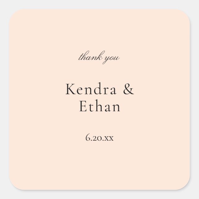 Pegatina Cuadrada Rubor Pink Pastel Gracias (Anverso)