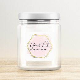 Pegatina Cuadrada Rubor Rosa Acuarela y Moderno Oro Geométrico Chic