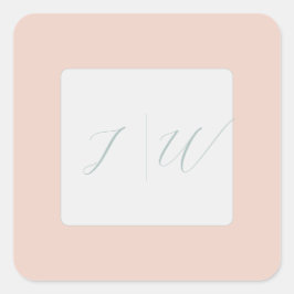 Pegatina Cuadrada Rubor simple | Sage Modern 2 Boda