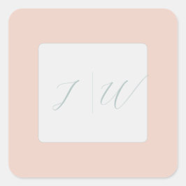 Pegatina Cuadrada Rubor simple | Sage Modern 2 Boda