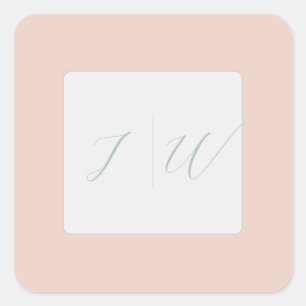 Pegatina Cuadrada Rubor simple   Sage Modern 2 Boda