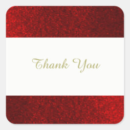 Pegatina Cuadrada Ruby Red Faux Purpurina Gracias