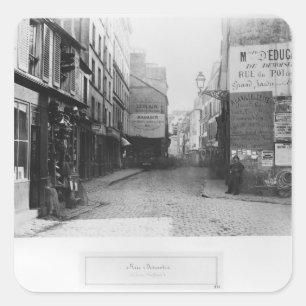 Pegatina Cuadrada Ruda Descartes, de la ruda Mouffetard, París