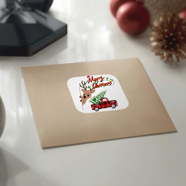 Pegatina Cuadrada Rudolph Feliz Navidad - Sticker (Subido por el creador)