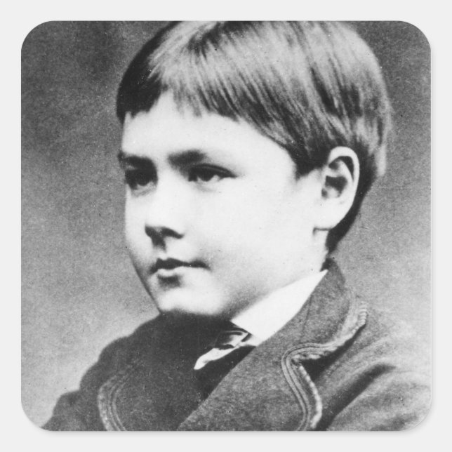 Pegatina Cuadrada Rudyard Kipling, c.1870 (Anverso)