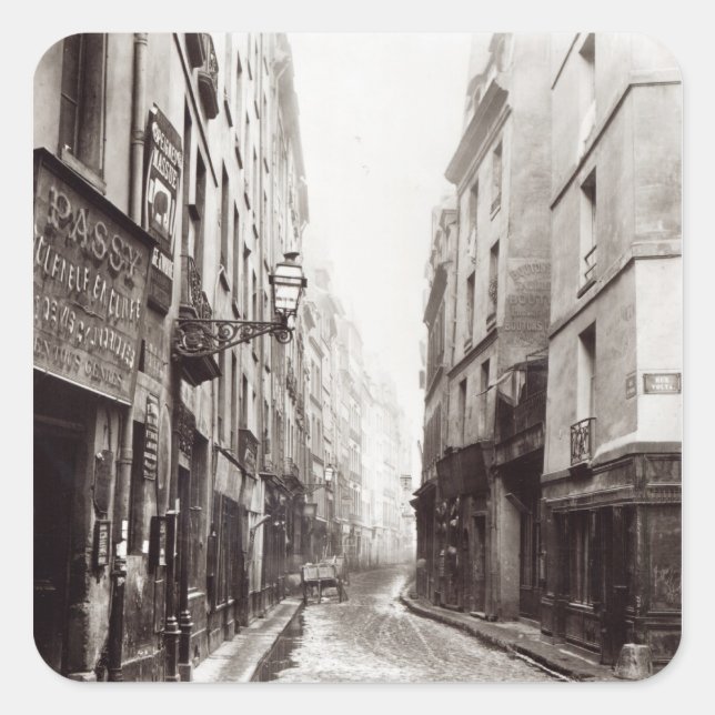 Pegatina Cuadrada Rue Aumaire, de la calle Volta, París, 1858-78 (Anverso)