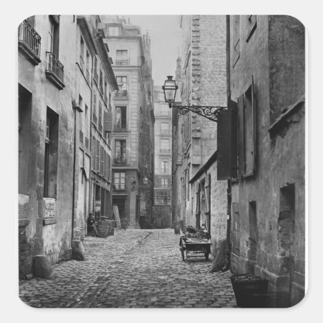 Pegatina Cuadrada Rue Basse des Ursins, París, 1858-78 (Anverso)