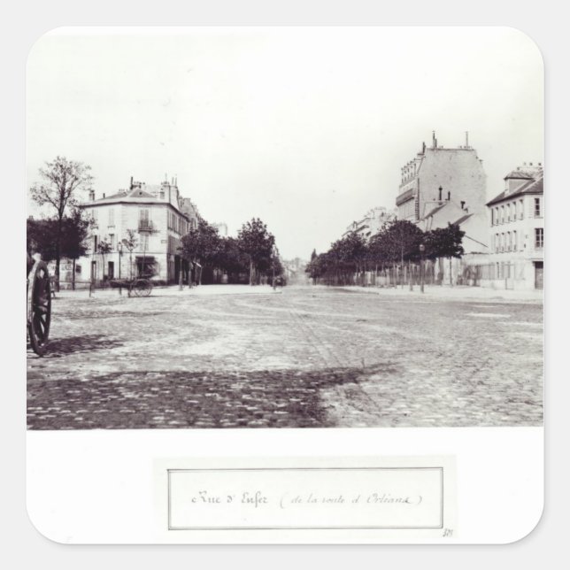 Pegatina Cuadrada Rue d'Enfer, de la carretera a Orleans (Anverso)