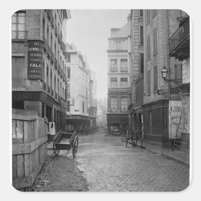 Pegatina Cuadrada Rue des Bourdonnais Paris 1858-78 (Anverso)