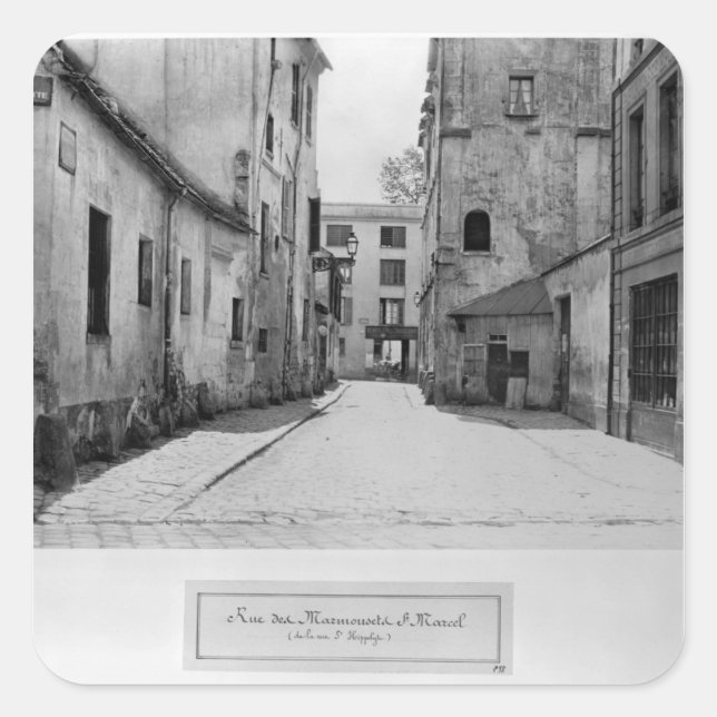 Pegatina Cuadrada Rue des Marmousets Saint Marcel (Anverso)