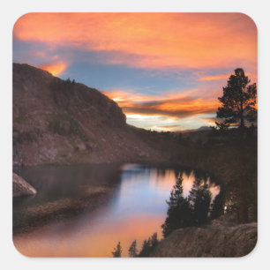 Pegatina Cuadrada Rue Lake Sunset - John Muir Trail - Sierra Nevada