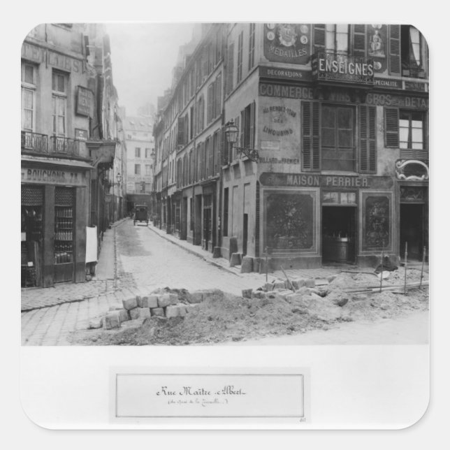 Pegatina Cuadrada Rue Maitre Albert Paris, 1858-78 (Anverso)
