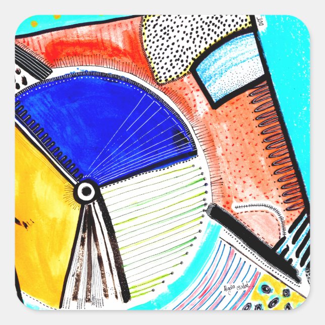 Pegatina Cuadrada Rueda abstracta (Anverso)