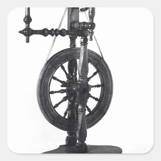 Pegatina Cuadrada Rueda de hilado (Anverso)