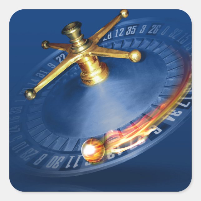 Pegatina Cuadrada Rueda de la ruleta (Anverso)