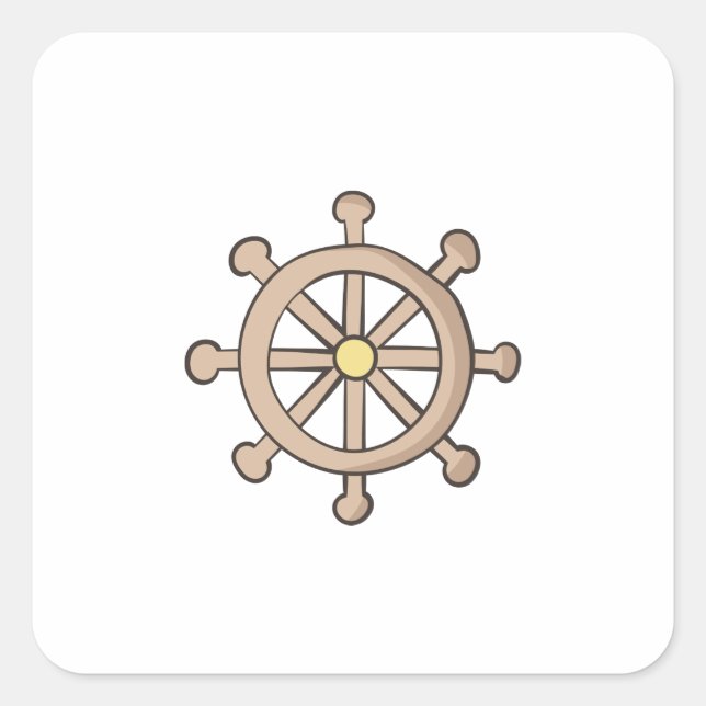 Pegatina Cuadrada Rueda del barco (Anverso)