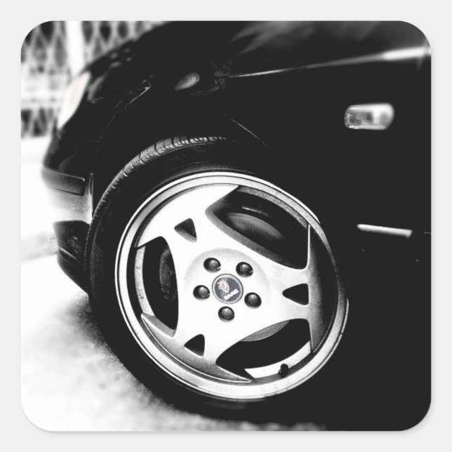 Pegatina Cuadrada Rueda Saab Aero (klingon) (Anverso)