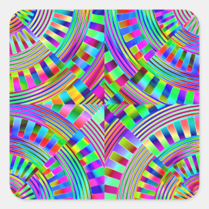 Pegatina Cuadrada ruedas y clavijas abstractas
