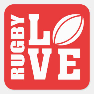 Pegatina Cuadrada Rugby Love