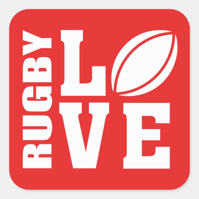 Pegatina Cuadrada Rugby Love (Anverso)