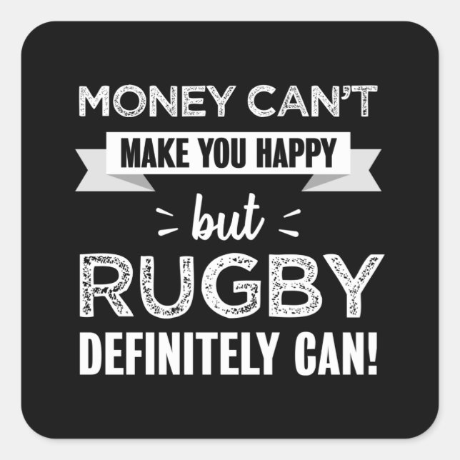 Pegatina Cuadrada Rugby te hace feliz regalo gracioso (Anverso)