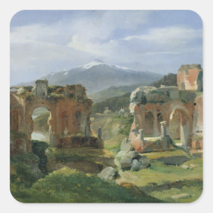 Pegatina Cuadrada Ruinas del teatro en Taormina