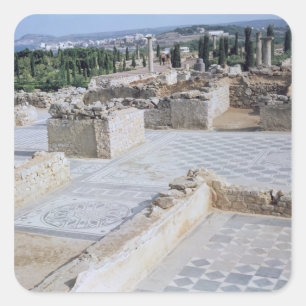 Pegatina Cuadrada Ruinas romanas del puerto de Emporion