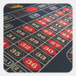 Pegatina Cuadrada Ruleta de mesa de juegos Las Vegas