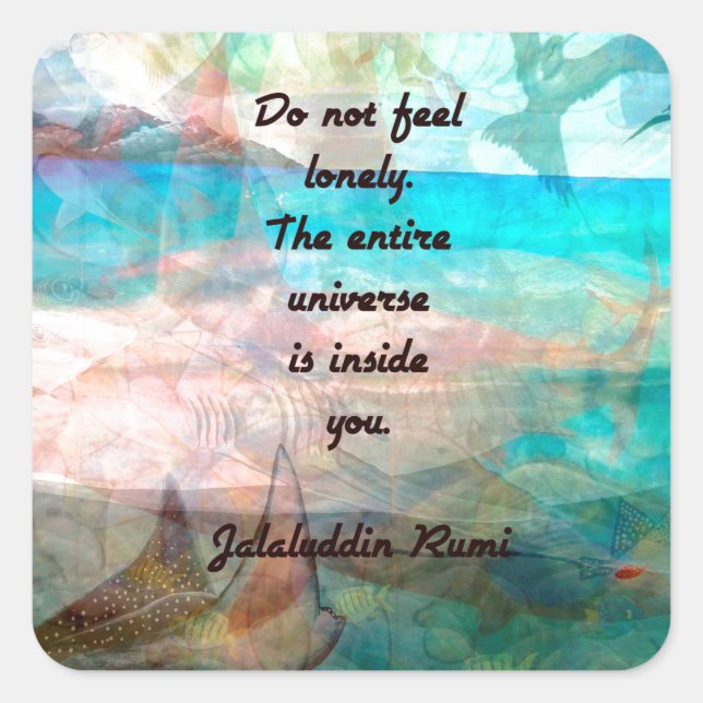 Pegatina Cuadrada Rumi Inspiration Quote Acerca Del Universo (Anverso)