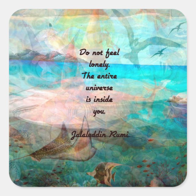 Pegatina Cuadrada Rumi Inspiration Quote Acerca Del Universo (Anverso)