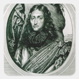 Pegatina Cuadrada Rupert del Rin grabado por William