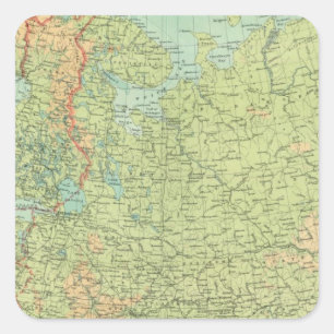 Pegatina Cuadrada Rusia del Norte y Finlandia