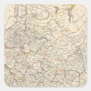 Pegatina Cuadrada Rusia en el mapa general de Europa