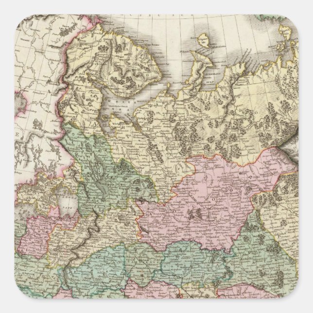 Pegatina Cuadrada Rusia en Europa (Anverso)