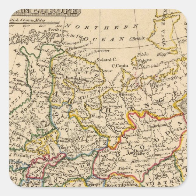Pegatina Cuadrada Rusia en Europa (Anverso)