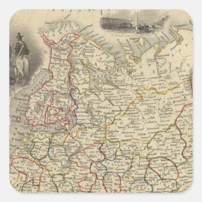 Pegatina Cuadrada Rusia En Europa 2 (Anverso)