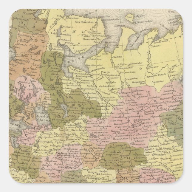 Pegatina Cuadrada Rusia En Europa 3 (Anverso)