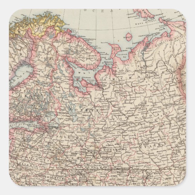 Pegatina Cuadrada Rusia Europea (Anverso)
