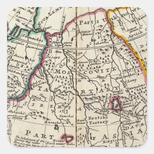 Pegatina Cuadrada Rusia, Kazajstán, Asia (Anverso)