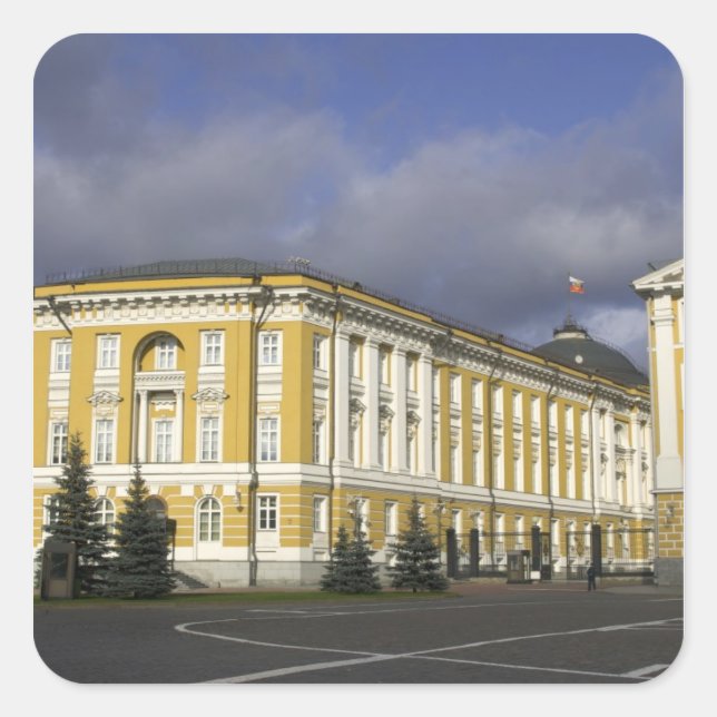 Pegatina Cuadrada Rusia, Moscú, Kremlin, Palacio del Senado, (Anverso)
