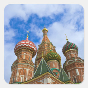 Pegatina Cuadrada Rusia, Moscú, Plaza Roja, St. Basil