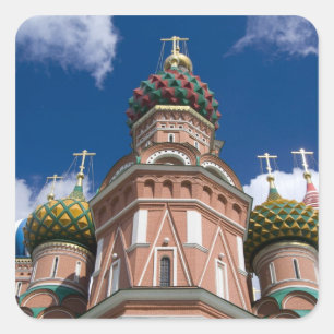 Pegatina Cuadrada Rusia, Moscú, Plaza Roja. St. Basil 2